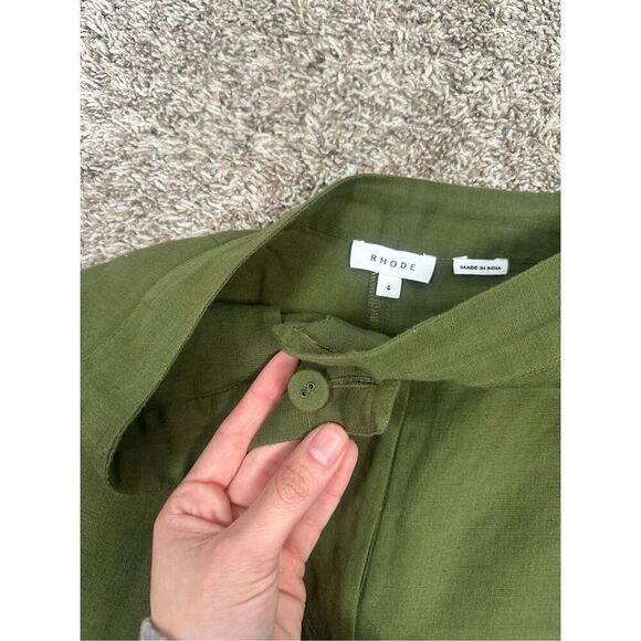 RHODE Penelope Pant Chive Womens Size 4 Green Wide Leg Culotte Linen Lagenlook - Picture 6 of 13